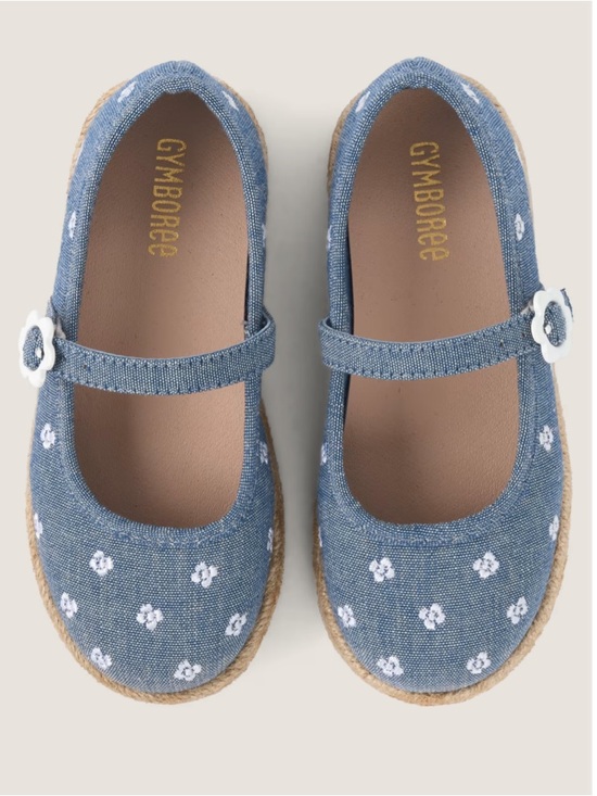 Gymboree Other - Gymboree Denim Blue Floral Mary Jane Shoes